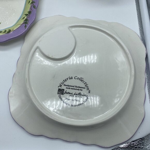 Wisteria Collection Snack 2 Set Plate and Cup w Embossed Bluebird Home Interior - Picture 8 of 10